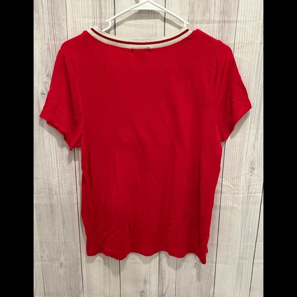 MISS CHIEVOUS short sleeve USA embroidered red -white t-shirt /size L - Picture 3 of 5